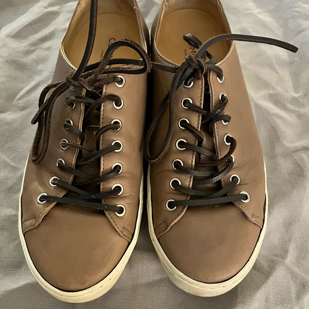 Brown Leather Women’s Fashion Sneakers with leather laces